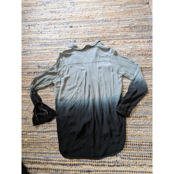 NWT Rock & Republic Ombré Button Up Shirt Blue L Dip Dye L/S Crinkle Sh - Picture 8 of 9